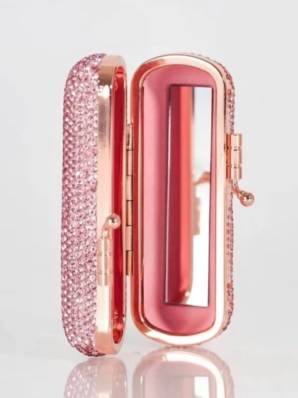 Crystal Clutch pink lipstick holder